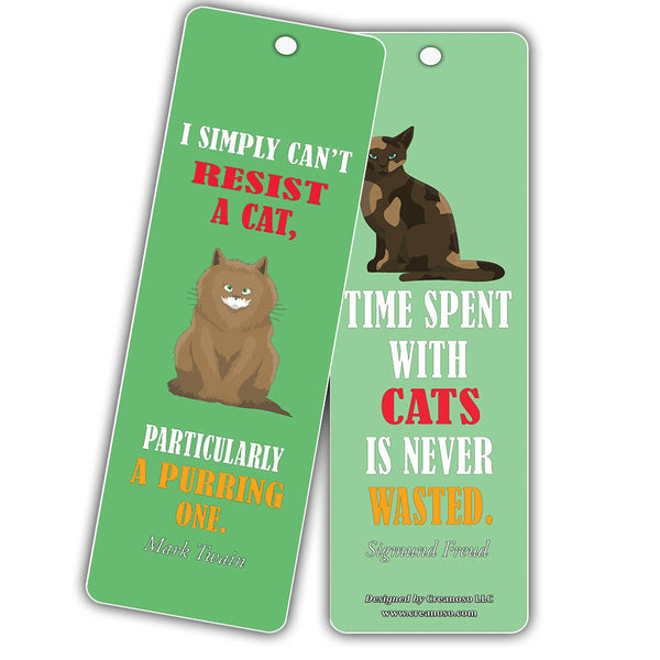 Creanoso Cat Bookmarks - Inspirational Sayings About Being A Cat Lover - Bookmark Card Bulk Set