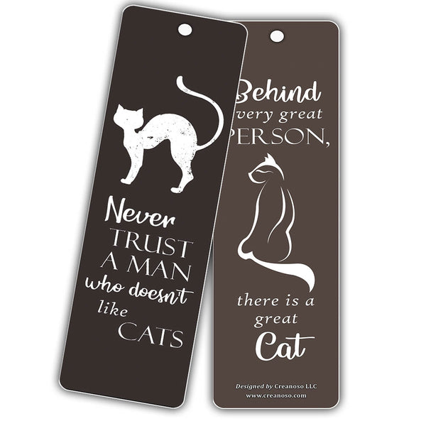 Creanoso Cat Bookmarks - Inspirational Sayings About Being A Cat Lover - Bookmark Card Bulk Set