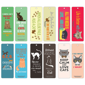 Creanoso Cat Bookmarks - Inspirational Sayings About Being A Cat Lover - Bookmark Card Bulk Set