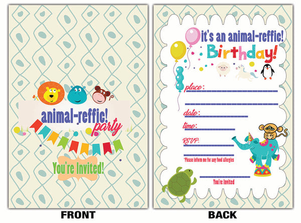Creanoso Cute Animals Themed Birthday Celebration Invite Cards (30-Pack) Ã¢â‚¬â€œ Invitation Cards Set