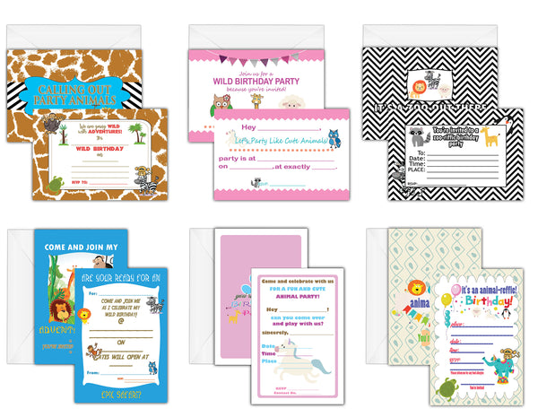 Creanoso Children Birthday Invitation Cards (12-Pack) - Great Gift Cards for Kids, Children, Teens