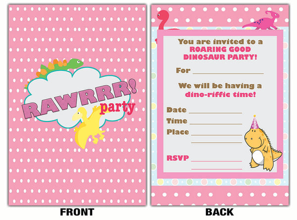 Creanoso Dinosaur Theme Birthday Invitation Cards (12-Pack) - Great Gift Card for Boys, Girls, Kids