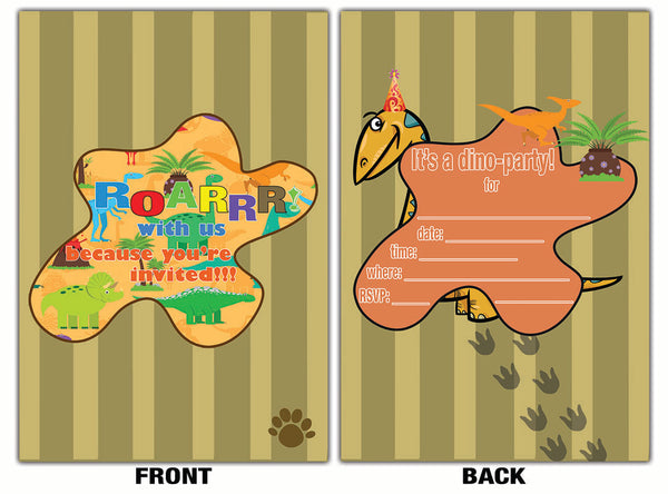 Creanoso Dinosaur Theme Birthday Invitation Cards (12-Pack) - Great Gift Card for Boys, Girls, Kids