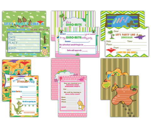 Creanoso Birthday Cards for Children (60-Pack) Ã¢â‚¬â€œ Assorted Dinosaur Theme Design Set