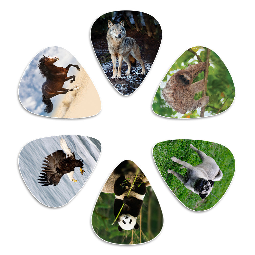 Creanoso Animal Guitar Picks (12-Pack) - Dog Eagle Sloth Horse Panda Wolf