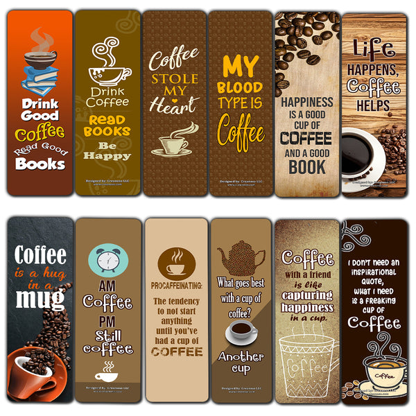 Creanoso Coffee Bookmarks Series 1 - Premium Gift Set Inspiring Word Sayings Quotes