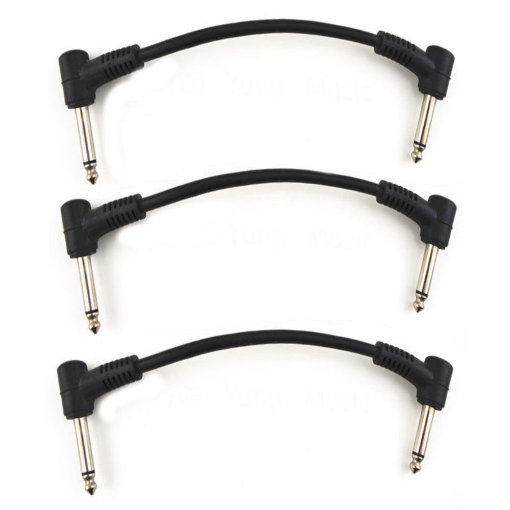Creanoso Guitar Instrument Patch Cable Cord with Right Angle Plug, 6 inch / 0.5 feet (3-pack)