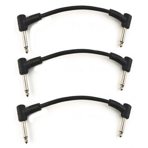 Creanoso Guitar Instrument Patch Cable Cord with Right Angle Plug, 6 inch / 0.5 feet (3-pack)