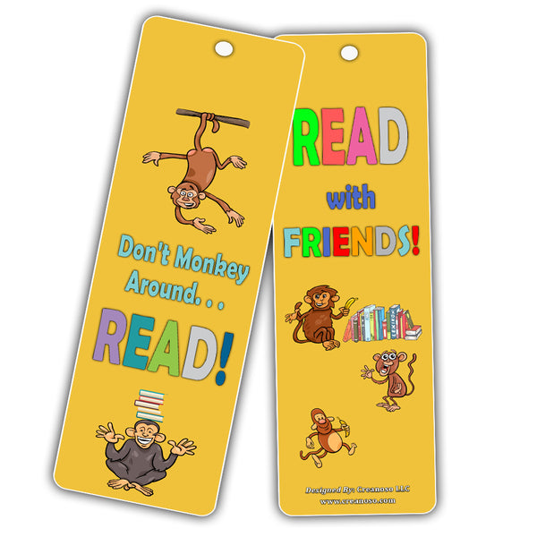 Cute Animal Bookmarks Cards for Kids (60 Pack) - Lion Dog Cat Panda Owl Monkey - Book Reading Inspirational Quotes Gifts - Stocking Stuffers for Young Readers Children Boys Girls