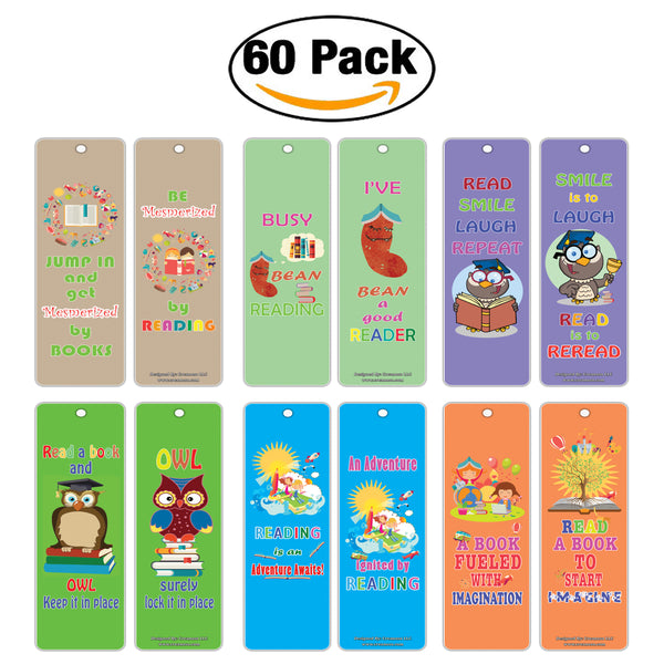 Creanoso Funny Reading Time Inspirational Bookmarks for Kids (60-Pack) ÃƒÆ’Ã‚Â¢ÃƒÂ¢Ã¢â‚¬Å¡Ã‚Â¬ÃƒÂ¢Ã¢â€šÂ¬Ã…â€œ Good Reading Habits Inspiring Bookmarker Cards for Kid Boys Girls Teen ÃƒÆ’Ã‚Â¢ÃƒÂ¢Ã¢â‚¬Å¡Ã‚Â¬ÃƒÂ¢Ã¢â€šÂ¬Ã…â€œ Classroom Home School Teacher Inc