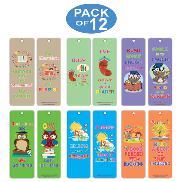 Cute Funny Reading Bookmarks for Kids ÃƒÂ¢Ã¢â€šÂ¬Ã¢â‚¬Å“ Inspiring Fun to Read Bookmark Cards Set - Home Supplies (12-Pack)