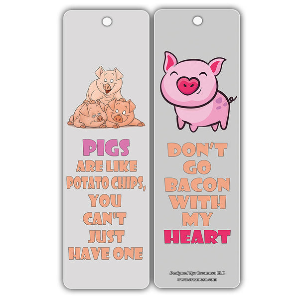 Creanoso Cute Pig Bookmarks - Premium Reading Gifts Token Cards for Young Animal Lovers