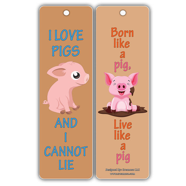Creanoso Cute Pig Bookmarks - Premium Reading Gifts Token Cards for Young Animal Lovers