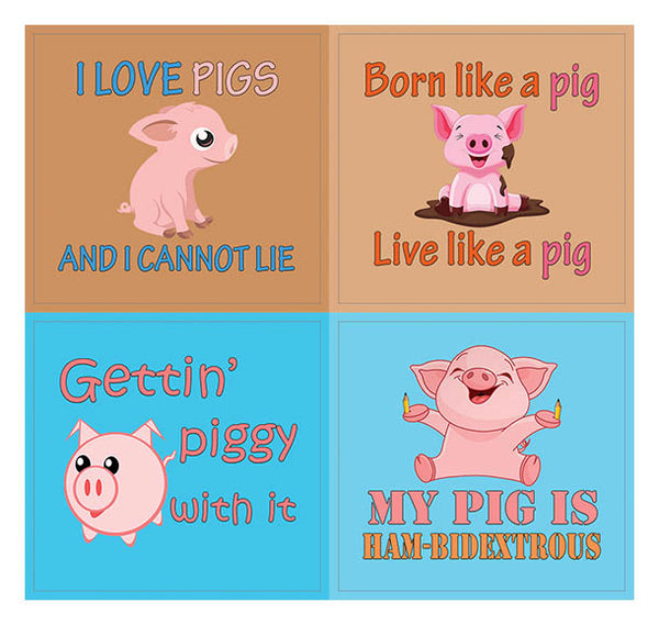 Creanoso Cute Pig Stickers for Kids (10-Sheet) - Gift Rewards Ideas for Boys, Girls - Party Supply