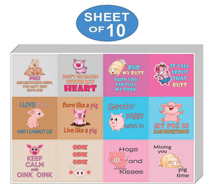 Creanoso Cute Pig Stickers for Kids (10-Sheet) - Gift Rewards Ideas for Boys, Girls - Party Supply