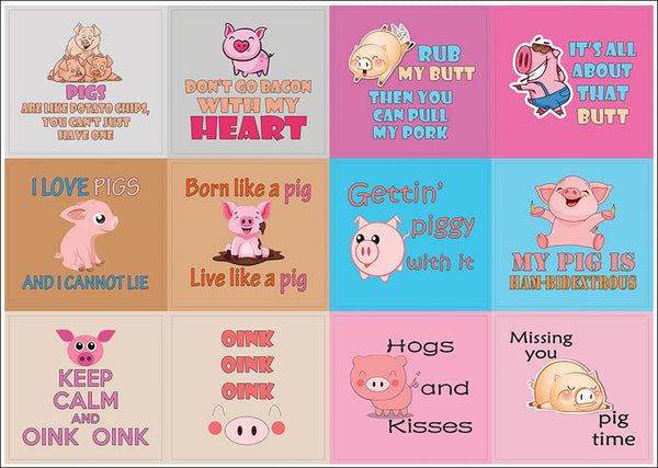 Creanoso Cute Pig Stickers for Kids (10-Sheet) - Gift Rewards Ideas for Boys, Girls - Party Supply