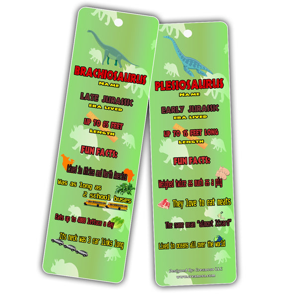 Creanoso Dinosaur Fun Facts Bookmark Cards for Kid - Dino Supplies - Excellent Party Favors