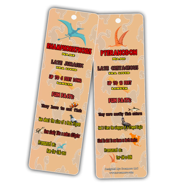 Creanoso Dinosaur Fun Facts Bookmark Cards for Kid - Dino Supplies - Excellent Party Favors
