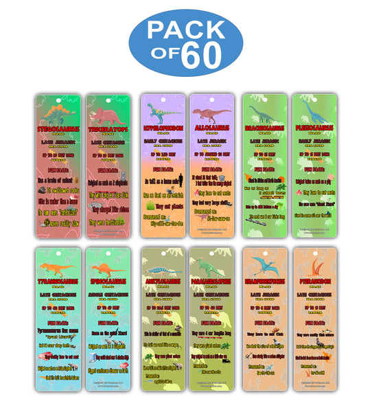 Creanoso Dinosaur Fun Facts Bookmark Cards for Kid - Dino Supplies - Excellent Party Favors