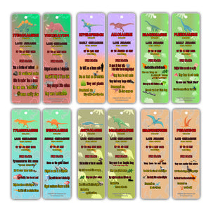 Creanoso Dinosaur Fun Facts Bookmark Cards for Kid - Dino Supplies - Excellent Party Favors