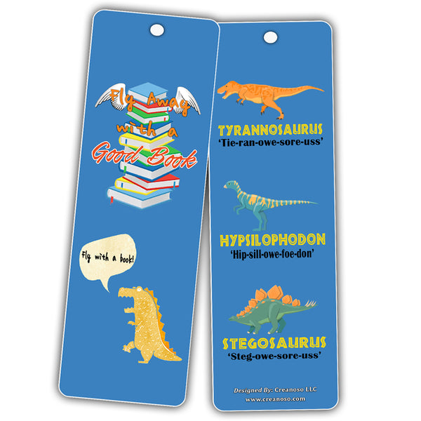 Creanoso Dinosaur Reading Bookmarks for Kids - Cute Dino Cards - Assorted Party Gift Supplies