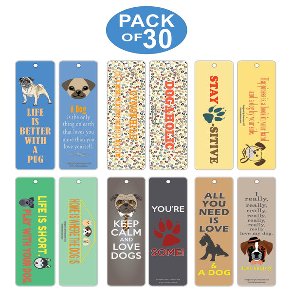 Creanoso Dog Bookmarks - Inspirational Dog Lover Gifts Bookmarks for Pet Owners - Bulk Card Set
