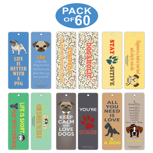 Creanoso Dog Bookmarks - Inspirational Dog Lover Gifts Bookmarks for Pet Owners - Bulk Card Set