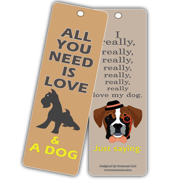 Creanoso Dog Bookmarks - Inspirational Dog Lover Gifts Bookmarks for Pet Owners - Bulk Card Set