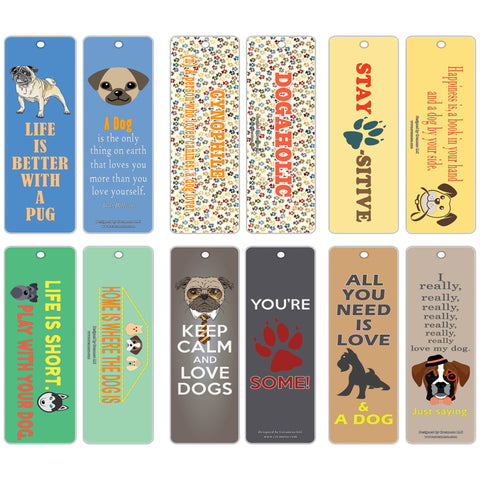 Creanoso Dog Bookmarks - Inspirational Dog Lover Gifts Bookmarks for Pet Owners - Bulk Card Set