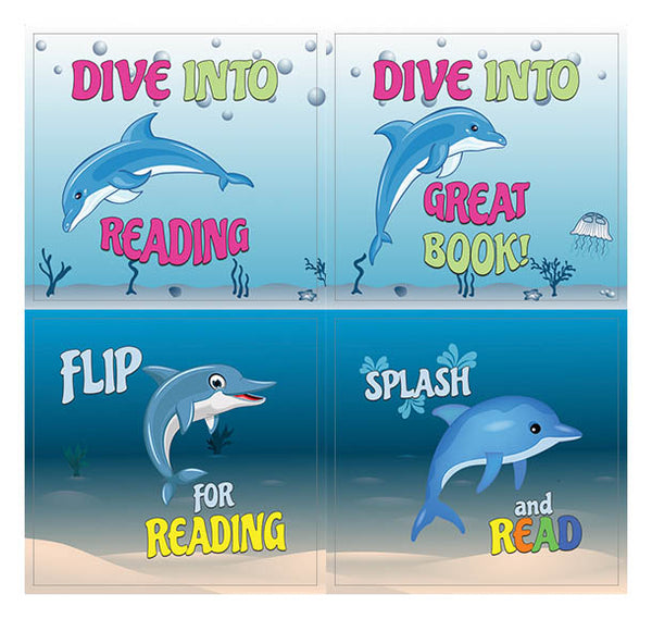 Creanoso Inspirational Dolphin Reading Stickers for Kids (10-Sheet) Ã¢â‚¬â€œ Assorted Sticker Bulk Set