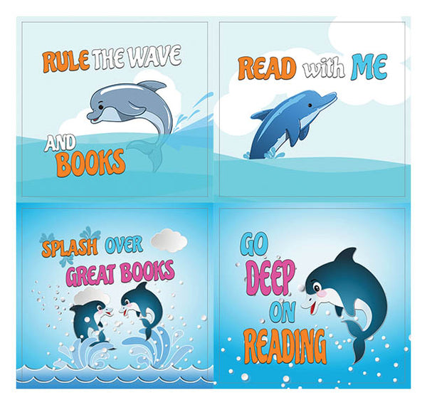 Creanoso Inspirational Dolphin Reading Stickers for Kids (10-Sheet) Ã¢â‚¬â€œ Assorted Sticker Bulk Set
