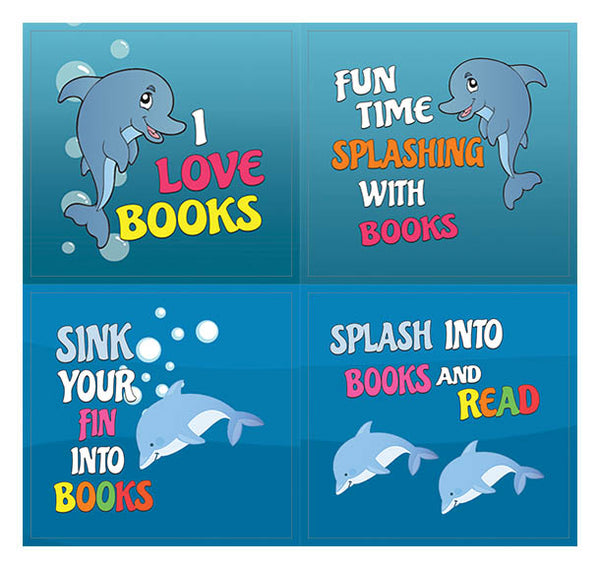 Creanoso Inspirational Dolphin Reading Stickers for Kids (10-Sheet) Ã¢â‚¬â€œ Assorted Sticker Bulk Set