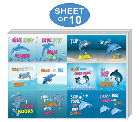 Creanoso Inspirational Dolphin Reading Stickers for Kids (10-Sheet) Ã¢â‚¬â€œ Assorted Sticker Bulk Set