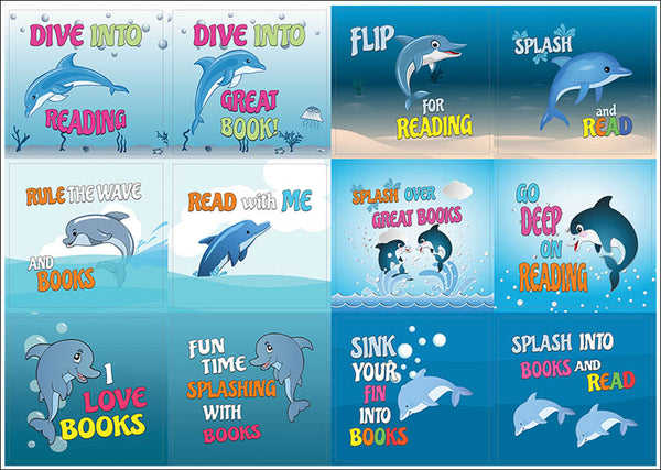 Creanoso Inspirational Dolphin Reading Stickers for Kids (10-Sheet) Ã¢â‚¬â€œ Assorted Sticker Bulk Set