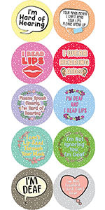 Creanoso Deaf Awareness HOH Pinback Buttons (10-Pack) - Stocking Stuffers Premium Quality Gift Ideas for Children, Teens, & Adults - Corporate Giveaways & Party Favors