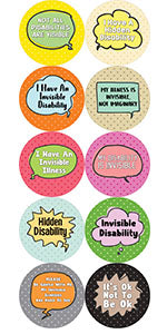 Creanoso Not All Disabilities Are Visible (10-Pack) - Premium Quality Gift Ideas for Children, Teens, & Adults for All Occasions - Stocking Stuffers Party Favor & Giveaways