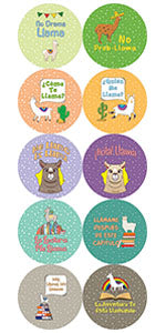 Creanoso Spanish Pinback Buttons - Llama Badge (10-Pack) - Premium Quality Gift Ideas for Children, Teens, & Adults for All Occasions - Stocking Stuffers Party Favor & Giveaways