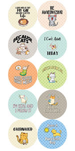 Creanoso Pinback Buttons - Cat Lovers Badge (10-Pack) - Stocking Stuffers Premium Quality Gift Ideas for Children, Teens, & Adults - Corporate Giveaways & Party Favors