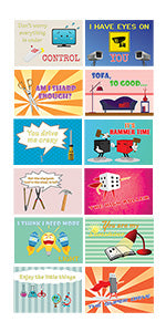 Creanoso Funny Things Comedic Postcards (36-Pack) Ã¢â‚¬â€œ Unique and Silly Note Card Bulks Assorted Pack Ã¢â‚¬â€œ Cool Giveaways for Men, Women, Employees Ã¢â‚¬â€œ Great Greeting Cards Collection Set