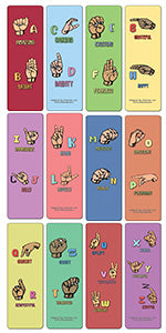 Creanoso Hand Signs Alphabet Bookmarks - Fun Way to Learn Basic Sign Language - Party Favors
