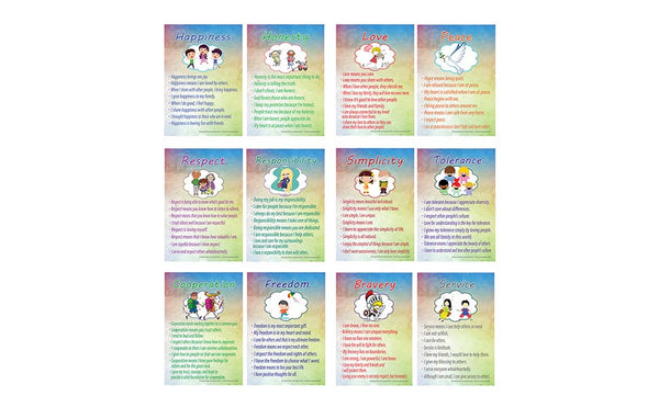 Creanoso Good Values Posters for Kids Series 1 - (6-Pack) - Pretty Favors Teacher Teaching Supply - Stocking Stuffers Gifts for Boys Girls Home Activities - High Quality Designs â€“ Home Schooling Kit