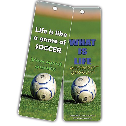 Creanoso Positive Motivation Encouragement for Success Bookmarks - Success for Soccer Bookmarker Cards (60 Pack) - Never Give Up Cards - Gifts Stocking Stuffers for Men, Women, Adults, Avid World Fan