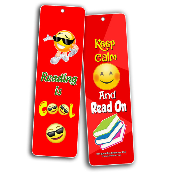 Creanoso Inspiring Book Reading Quotes Smiley Emoji Bookmarks - Stocking Stuffers Gift for Bookworm