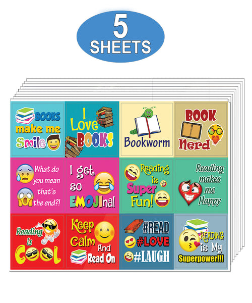 Creanoso Inspirational Book Reading Emoji Stickers for Bookworms - Gift Reward Ideas for Book Readers