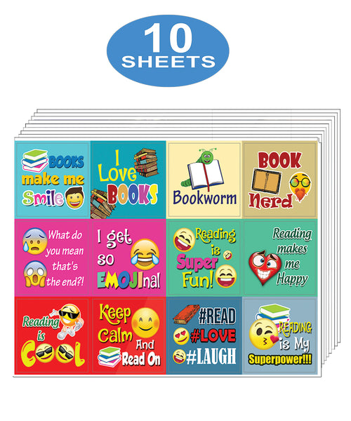 Creanoso Inspirational Book Reading Emoji Stickers for Bookworms - Gift Reward Ideas for Book Readers