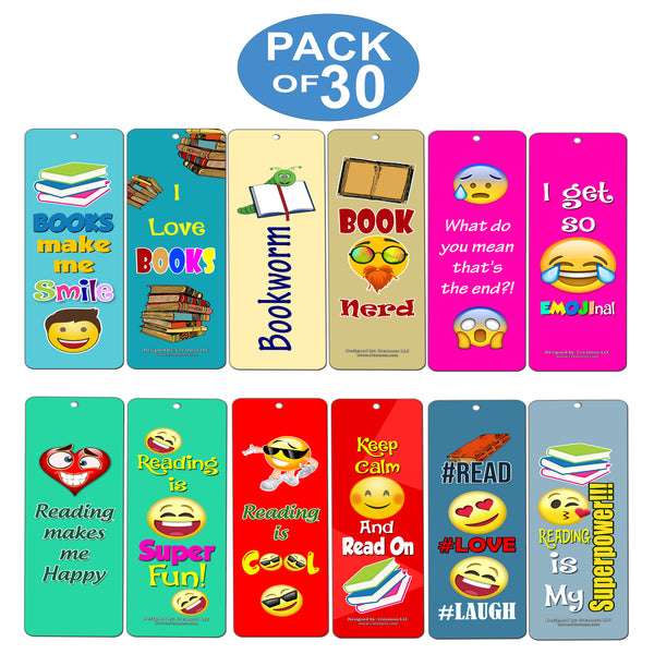 Creanoso Inspiring Book Reading Quotes Smiley Emoji Bookmarks - Stocking Stuffers Gift for Bookworm