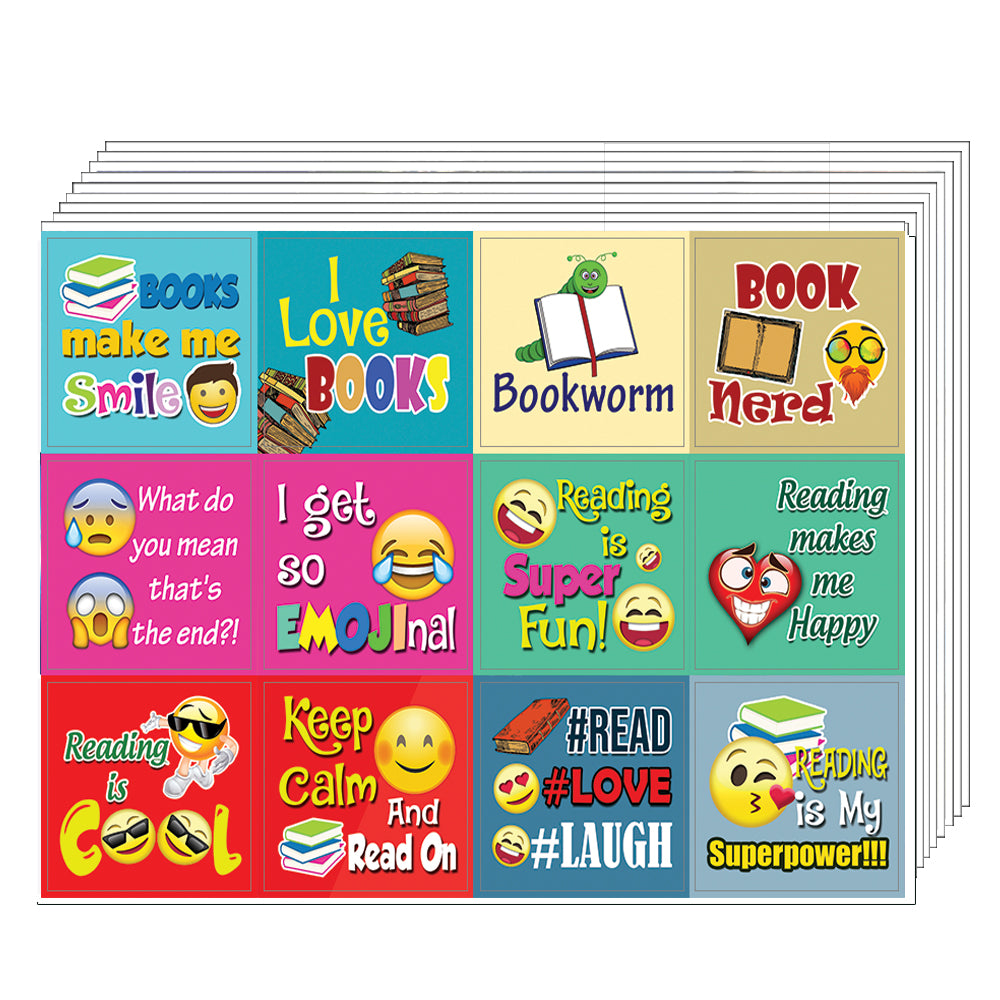 Creanoso Inspirational Book Reading Emoji Stickers for Bookworms - Gift Reward Ideas for Book Readers