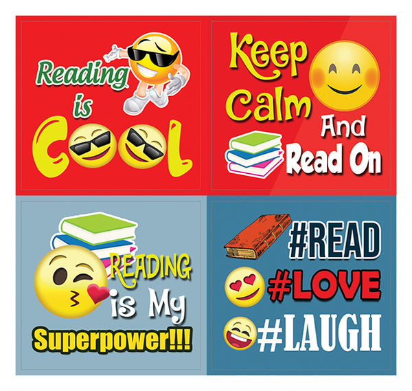 Creanoso Inspirational Book Reading Emoji Stickers for Bookworms - Gift Reward Ideas for Book Readers