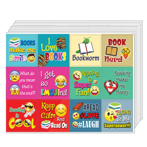 Creanoso Inspirational Book Reading Emoji Stickers for Bookworms - Gift Reward Ideas for Book Readers