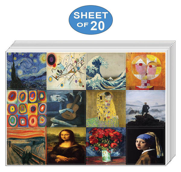 Creanoso Famous Classic Arts Stickers - Artistic Expressions Art Paintings Wall Stickers for Art Lovers